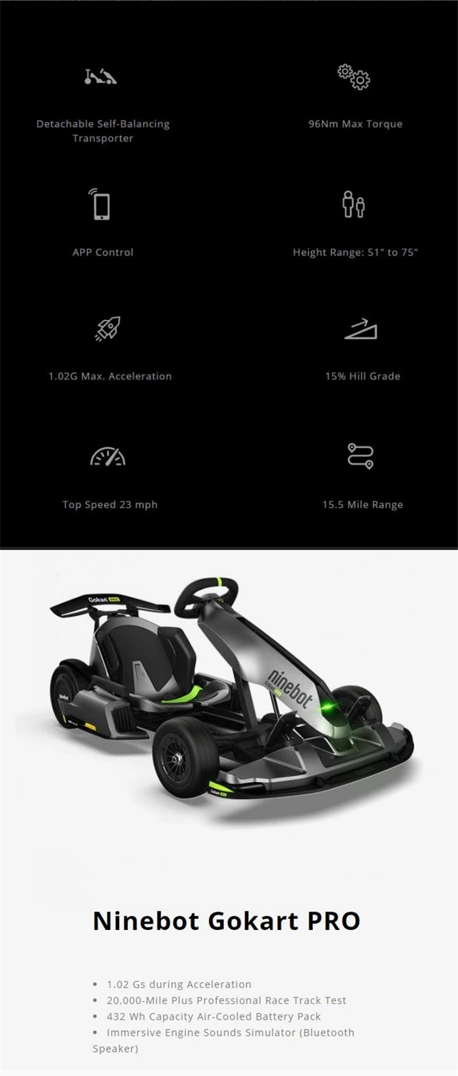 Nin-Ebot Gokart PRO Smart Balance Scooter Kart Racing Go Kart Match for Self Balance Electric Hover Board Lamborghini Edition